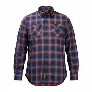 Dixxon NOS Flannel Shirt XL Blue Orange Plaid Button Up Nitro Systems